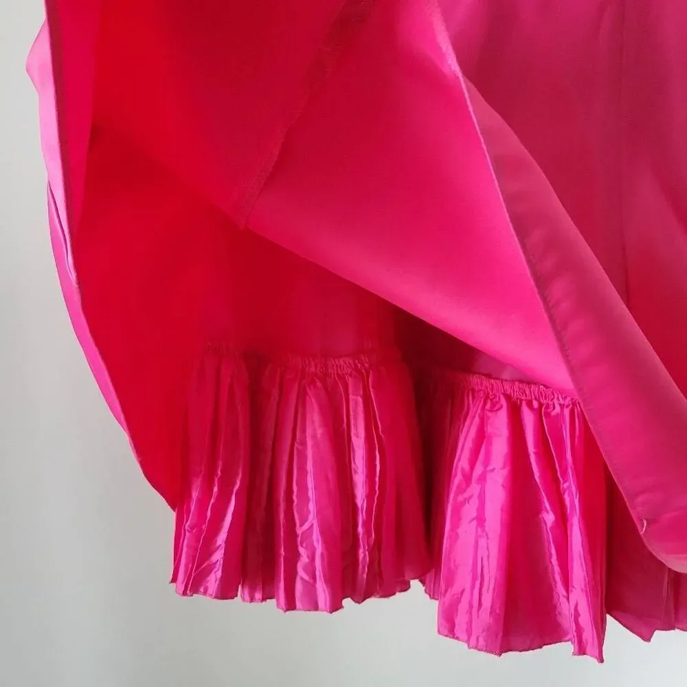 Gunne Sax Jessica McClintock Pink Y2K Taffeta Dress Juniors 7 Bow A Line Prom